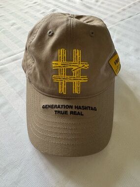 Generation Hashtag True Real Beige Cotton Baseball Cap by Beentrill